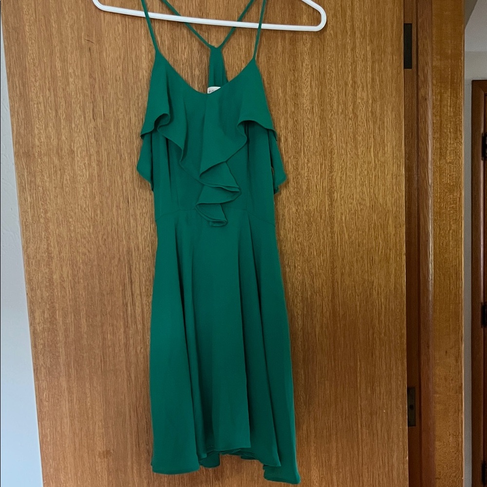 Altar'd State Green Ruffle Mini Dress